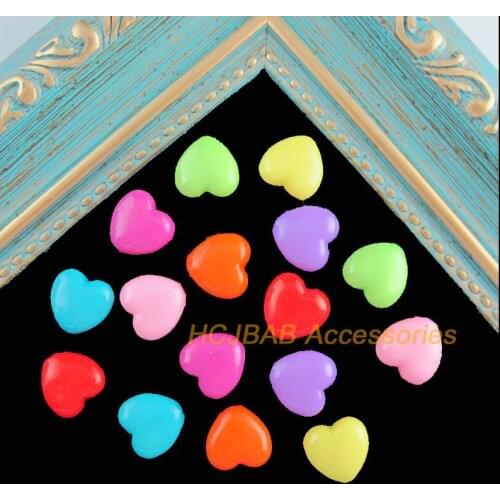 80Pcs Mixed Solid Colours Acrylic Love Heart Spacer Beads Charms 10x11mm