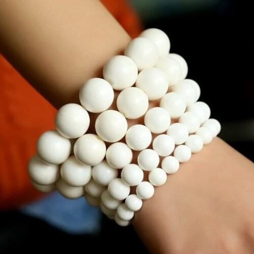 Fashion Girls Boys Summer Shell Bracelets Natural White Conch Shell Round Beads Bracelet 6/8/10/12/14/16mm 10pcs lot Free ship