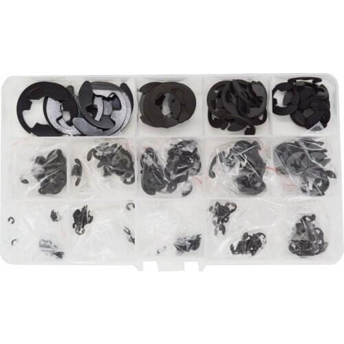 Black Steel E Clip washer Circlip retaining ring for shaft M1.5 M2 M2.5 M3 M3.5 M4 M5 M6 M7 M8 M9 M10 M12 M15 Assortment Kit