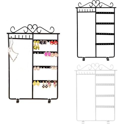 32 Holes 6 Hooks Earrings Display Holder Ear Studs Necklace Chain Jewelry Display Holder Metal Stand Organizer Rack 20cm*30cm