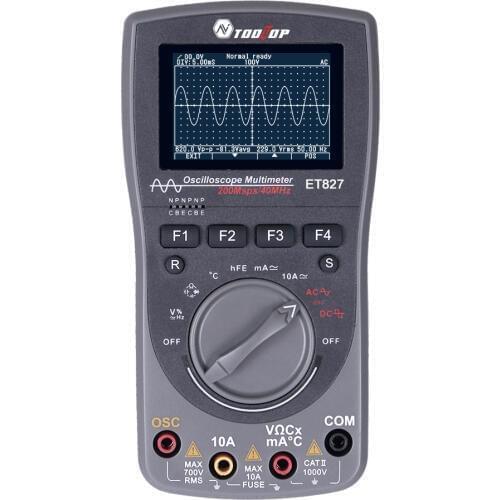 ET827 Digital Oscilloscope Handheld Multimeter Overload Protection Measurement 200Msps Tools HD Screen 2 In 1