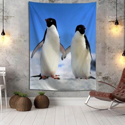 Hot Sale Custom Penguin Printed Tapestry Background Decorative Tapestry Various Sizes Wall Hanging Decor