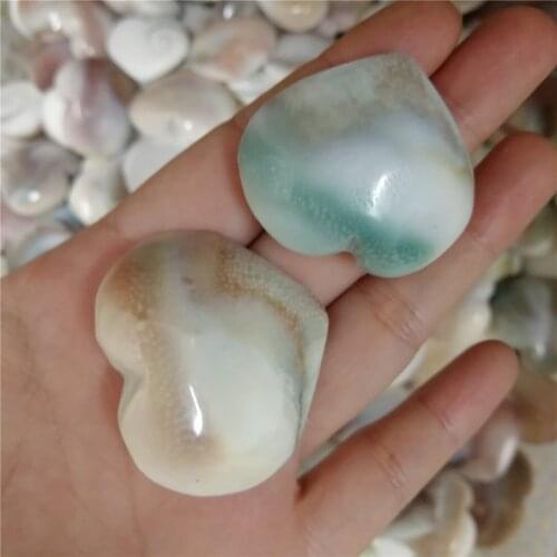2pcs Hot Natural Crystal Quartz shell stone heart Healing Stone Decoration Ornament Feng Shui Stone