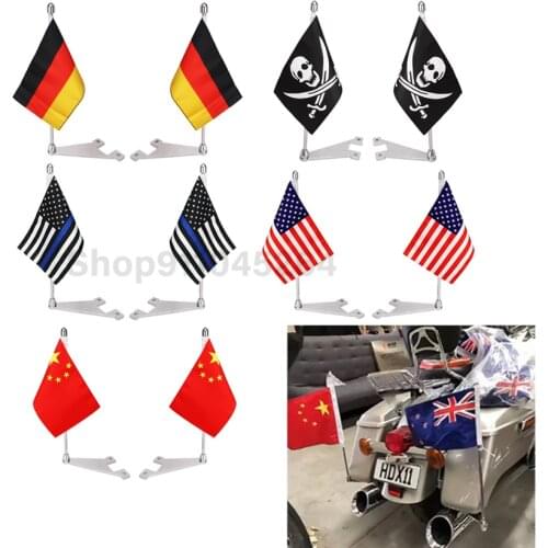 Chrome Motorcycle USA America Side Mount Luggage Flag Pole For Harley Touring Road King Street Electra Glide Luggage Rack