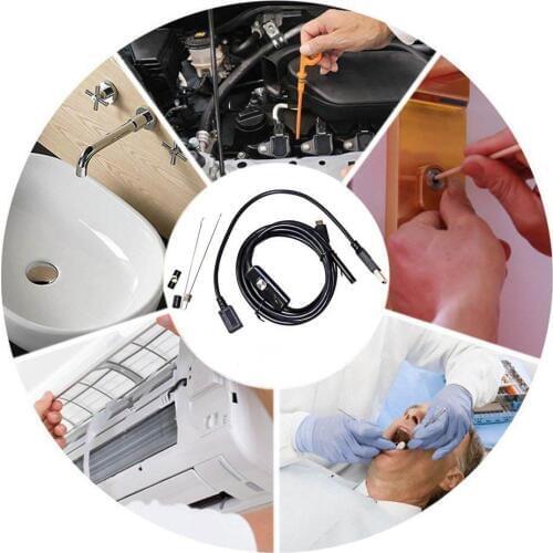 7mm Endoscope Camera Flexible IP67 Waterproof Inspection Borescope Camera for Android PC Notebook 6LEDs Adjustable