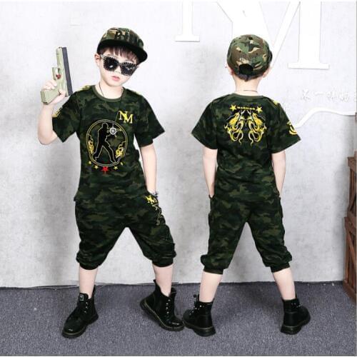 Kids Clothing Set Summer Boys Camouflage Clothes 2 3 4 6 7 8 9 10 12 14 Years Short Sleeve Cotton Children Clothing Sets For Boy