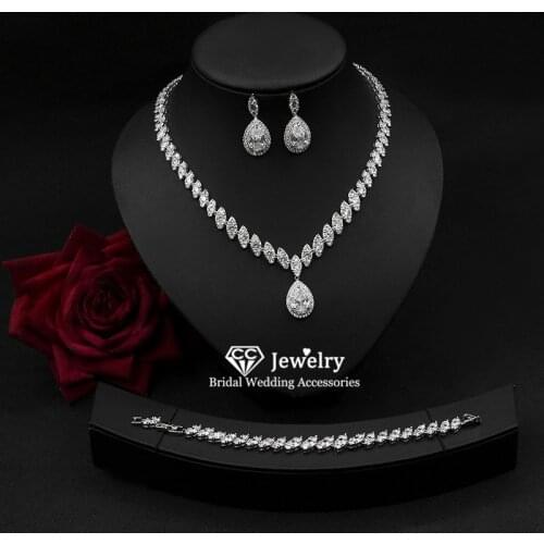 CC Fine Jewelry Set Wedding Accessories for Women Bridal Bijoux Engagement S925 Necklace Earring Bracelets Sets Exquisite HL005