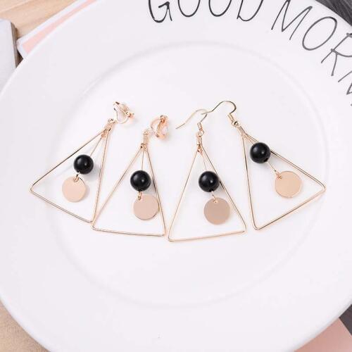 Korean Fashion Simple Triangle Geometric Long Clip On Earring No Pierced and Pierced Earrings For Female Ear Clip Gift Jewelry