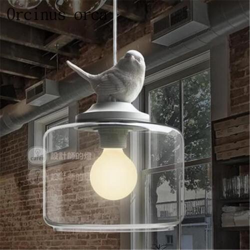 Nordic Restaurant Bar creative childrens room balcony entrance stairs single head glass bird shaped Chandelier