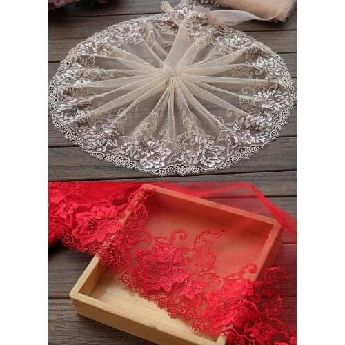 2 Yards Lace Trim Floral Embroidered Tulle Lace 9" Wide Doll Dress Underwear Costume DIY Craft Supplies 2 Colors