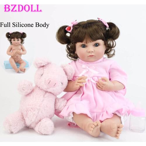 40cm Full Body Silicone Reborn Baby Doll Toys Lifelike 15" Vinyl Princess Girl Babies Doll Fashion Birthday Gift Bathe Toy