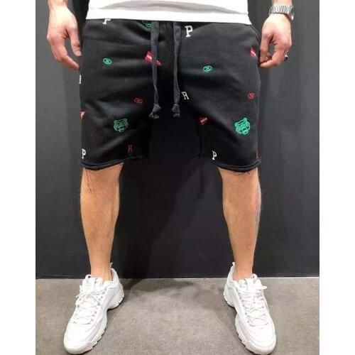 Summer new bodybuilding five-point pants mens gym fitness exercise casual sports pants fashion trend elastic slim shorts
