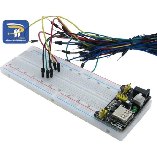 3.3V/5V MB-102 Breadboard power module+ 400 830 points Solderless Prototype Bread board kit +65 Flexible jumper wire