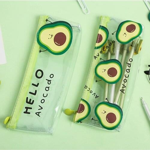 1 Pcs Cute Pencil Case Cartoon Avocado Pencil Bag Pencil Pouch Box Cases Kawaii Bag School Supplies Korea Stationery Girls Gift