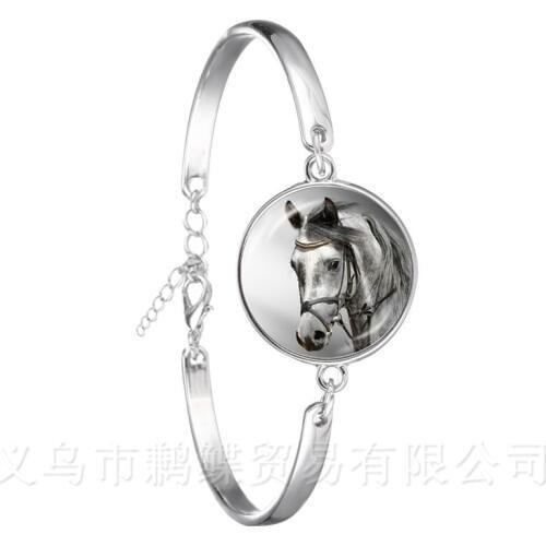 Cute Purple Unicorn Fly Horses 18mm Glass Cabochon Bracelet Jewely Silver Plated Bangle For Women Girls Gift