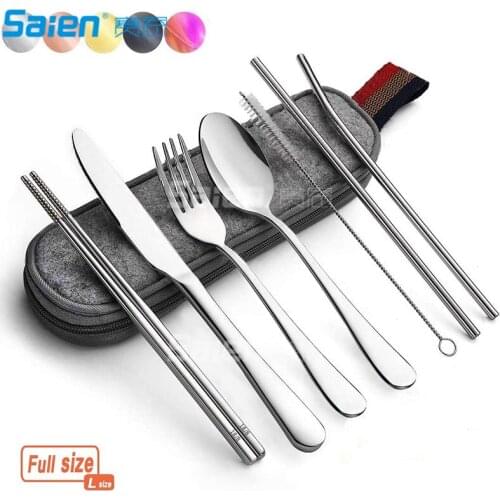 Reusable Travel Utensils Silverware with Case,Travel Camping Cutlery set,Chopsticks and Straw for Camping, Portable Flatware