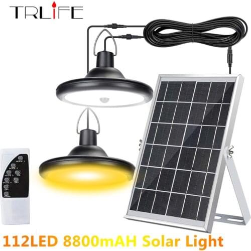 8800mAh Solar Outdoor Pendant Light Double Head 112 LED Motion Sensor Waterproof 4 Mode Solar Shed Light For Courtyard Garden