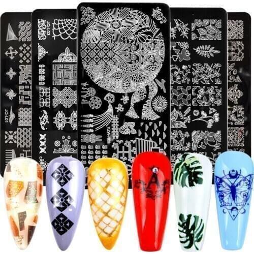 1pcs Nail Stamping Plates Leaf Flowers Butterfly Cat Nail Art Stamp Templates Stencils Design Polish Manicure