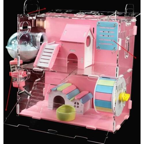 Transparent Hamster House Acrylic Double-layer Guinea Pig Cage Small Pet Single-layer Oversized Villa Hamster Supplies