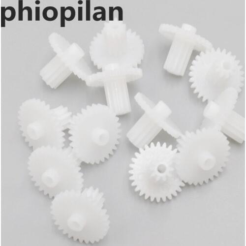 PHIOPILAN 0.5 modulus 28T 10T 2810-2B L=12.6mm Aperture 2.05mm Plastic Car Gearbox motor gear double deck reduction gear