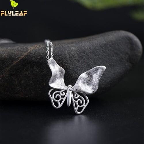 Original Handmade Butterfly Pendant Necklace For Women 925 Sterling Silver Chinese Style Female Girl Vintage Jewelry 2021 New