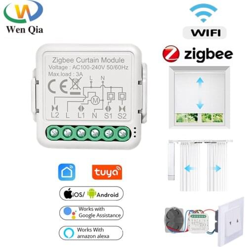 Tuya Smart Zigbee Roller Blinds Curtains Switch Control Module for Roller Shutter Blind Motor Smart Home Timer Alexa Google Home