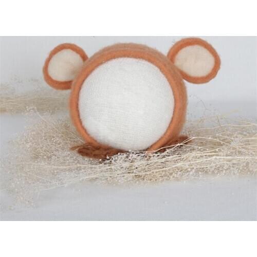 Wool Newborn bonnet hat Handmade knitted baby girl boy bonnet hat Newborn photography props photo props