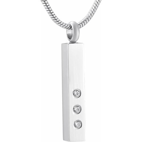 IJD9905 Modern Three Crystal Secret Capsule Cremation Ash Urn Pendant Necklace