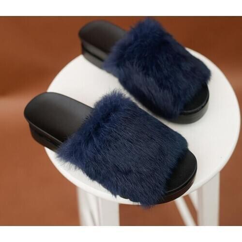 SunNY Everest 2020 fashion rabbit fur slippers women shoes outdoor wear warm shoes 35-39