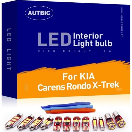 LED Interior Kit for Kia Carens Rondo X-Trek 1999-2017 Map Reading Dome Indoor Trunk Light Bulbs Canbus Led Lights for Car