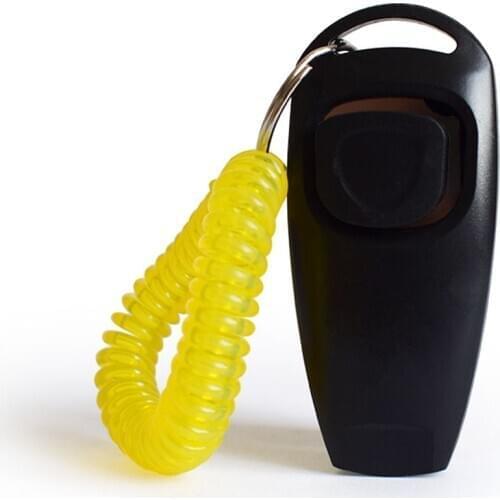 Dog Training Clickers 2 in 1 Whistle Clicker Dog Repeller Pet Training Tool with Wrist Strap Key Ring for Dogs Cats Pet Supplies