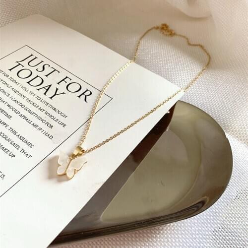 RUIYI Smart butterfly clavicle Necklace forest girl wind net red ins cool design neck chain bone chain jewelry(XL4014)