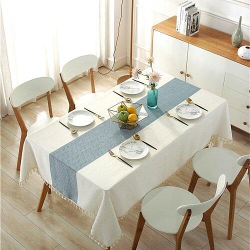 Waterproof polyester linen color matching decorative tablecloth thickened rectangular coffee table tablecloth table mat