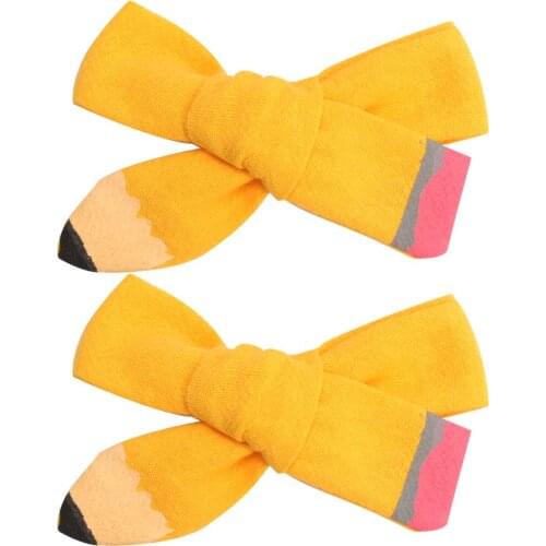 Oaoleer 2021 New 2PCS/Set Velvet Pencil Bow Hair Clips for Girls Boutique Pencil Hairpin Preschool Graduation Accessories