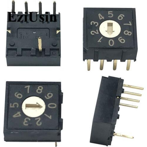 0-9 10 Rotary Coding Knob Switch DIP 5pins 0mm Shank 3:3 PCB Switching RH4AF-10R-V-B 5p