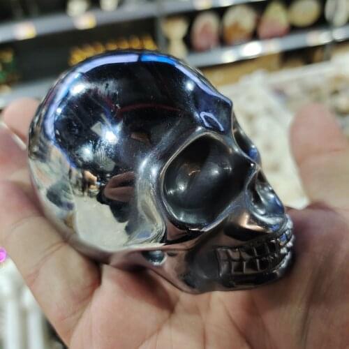 1pcs 500-600g natural terahertz Health Energy Meditation skull furniture decorate