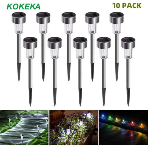 10 Pack Solar Lights RGB Outdoor Christmas Yard Decoration Garden Led Lawn Lamp Stainless Steel Landscape/Pathway Flood Light