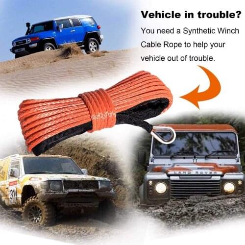 15m 7700LBs Winch Rope String Line Cable with Sheath Synthetic Towing Rope Car Wash Maintenance String for ATV UTV Off-Road