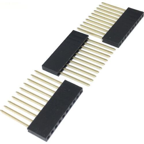 20PCS 10 PIN Single Row Straight FEMALE PIN HEADER 2.54MM PITCH pin long 11MM Strip Connector Socket 1X10 10PIN FOR arduino PCB