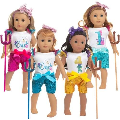 2021 New Pattern Haiwang Fashion SequinDigital Skirt Fit 18 Inch American&43cm Baby New Born Doll Clothes Accessories