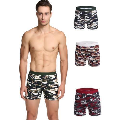 3 Pcs/Set Brand Mens Underwear Boxers Brand Men Print Boxer Shorts Cotton Camouflage Underwear Male Underpants Sexy