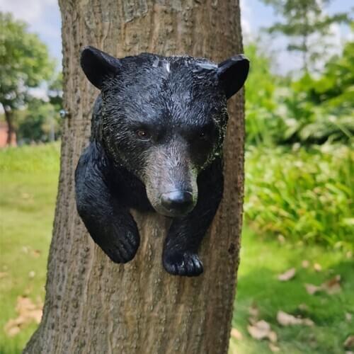 5.5 inch tall Black bear tree decoration Tree Hugger/Peeker/Sculpture Art For Garden Yard Outdoor Decoration Jsys