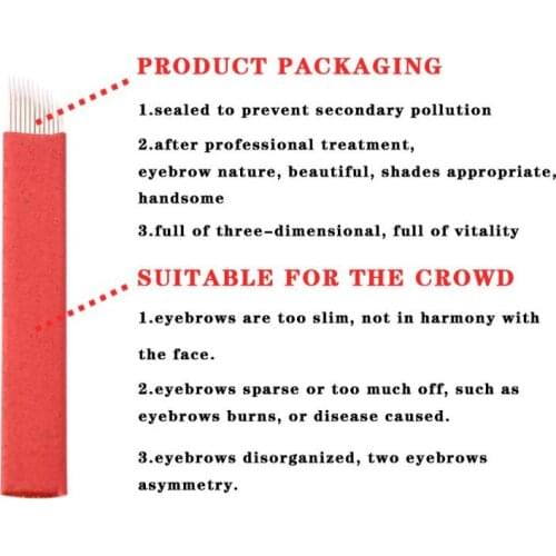 50pcs Blade Micro Blade Needle Permanent Makeup Eyebrow Tattoo Needle 6 Colors 14pin Oblique Type Girls Profession Accessories