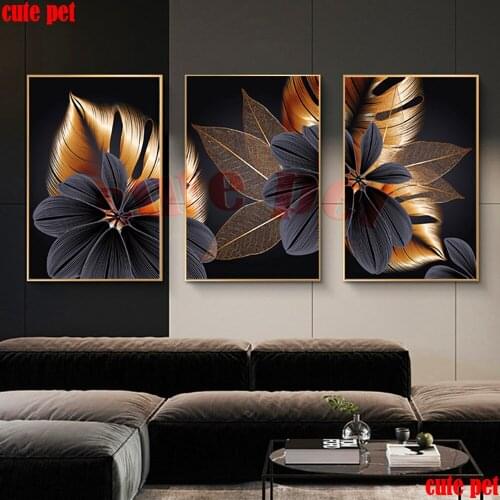 5d diamond painting Abstract golden leaf full novelty 2020 mosaic art diamond embroidery icons new hot Plant decoration salon