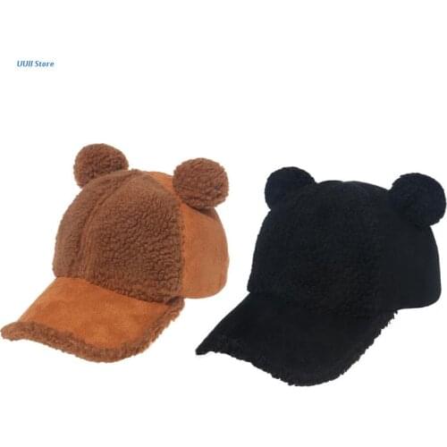 Snapback Hat Baseball Girls Boys Student Hat with Cute Bear Ears