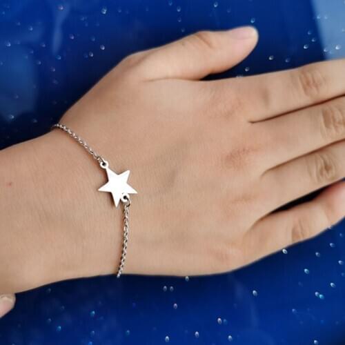 1 Pc Simple Little Star Stainless Steel Bracelet Cute Charms For Cute Women Girls Kids Princess Fashion Jewelry Lucky Gift
