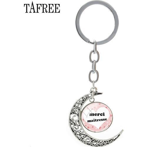 TAFREE 2018 French Letter "Je Suis Une Maman Qui Dechire"keychain Merci Super Maitresse Keyrings Pendant Teachers' Gift CT278