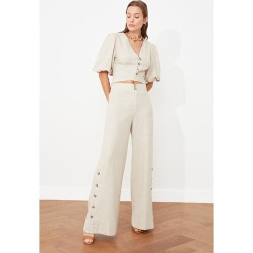 Trendyol Wide Leg Button Detail Pants TWOSS21PL0429