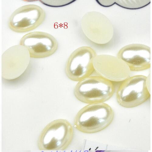 FLTMRH 50pcs 6mm*8mm half ABS Imitation Water Drop Flatback Pear Beads Decoration For DIY Accessories Jewelry Making Nail