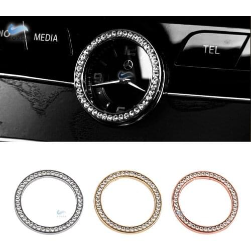 For Mercedes Benz W205 E260 C E CLS S Class Car Center Console Clock Watches Time Ring Cover Artificial Crystal Trim